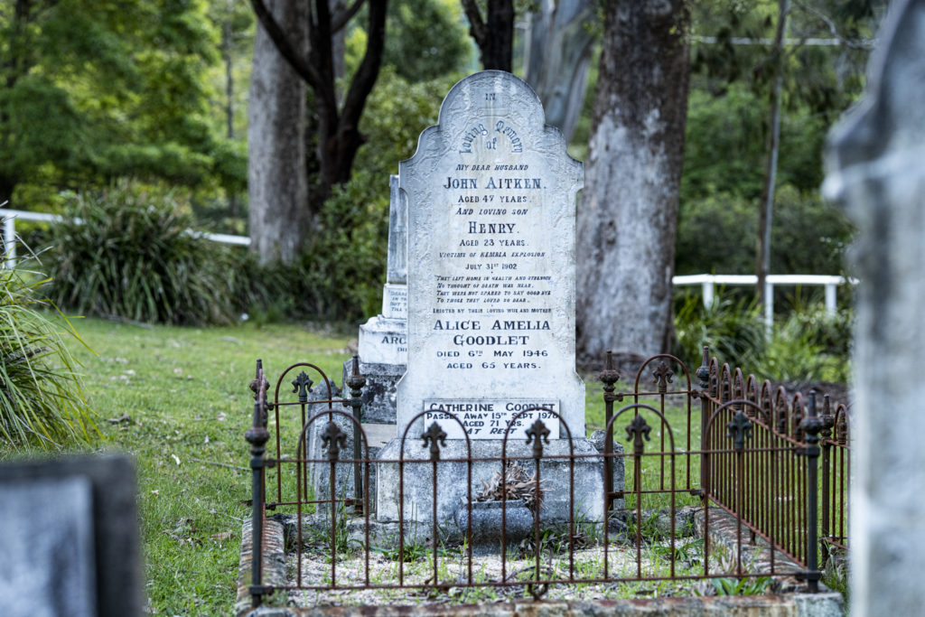 Headstone at Mt Kembla, Windy Gully Cemetery.
